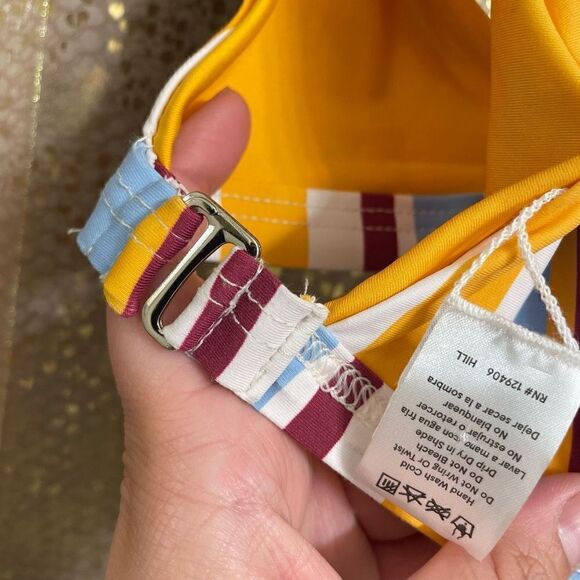 VENUS yellow stripe reversible bikini top, M - Picture 3 of 4